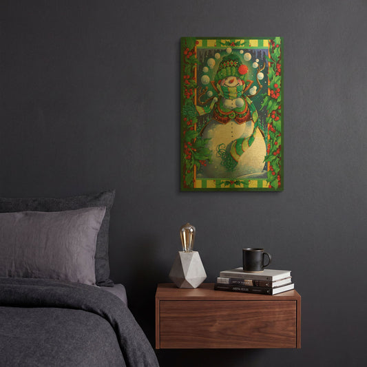 'Snowman' By David Galchutt Gold Metal Wall Art