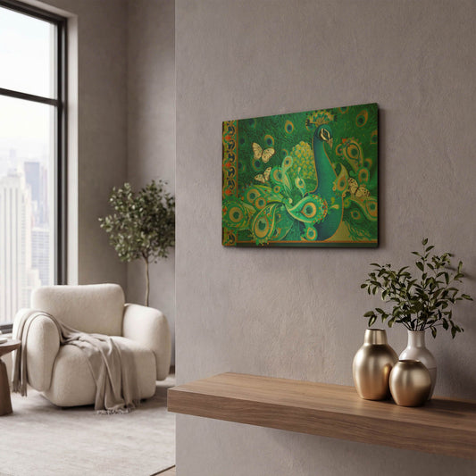 'Paisley Peacock' By David Galchutt Gold Metal Wall Art