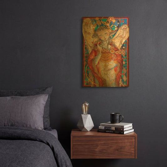 'Winter Angel' By David Galchutt Gold Metal Wall Art