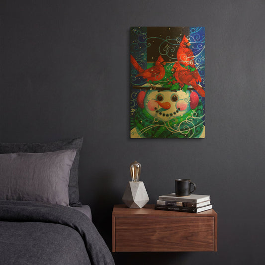 'The Snowy Night' By David Galchutt Gold Metal Wall Art