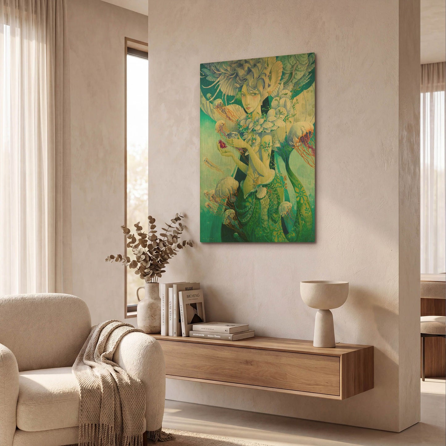'Aquatic Coffee Break' By David Galchutt Gold Metal Wall Art