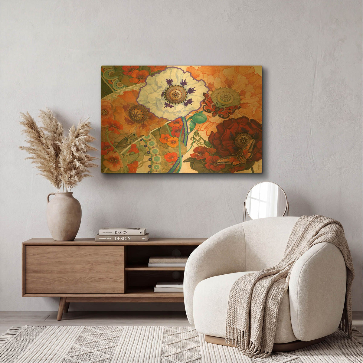 'Floral Tapestry' By David Galchutt Gold Metal Wall Art