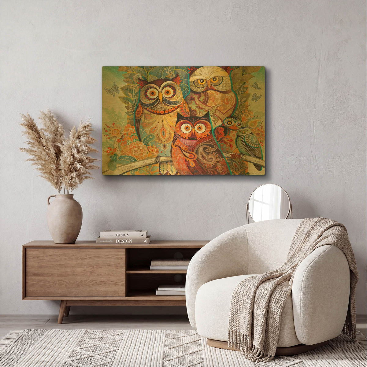 'Owls' By David Galchutt Gold Metal Wall Art
