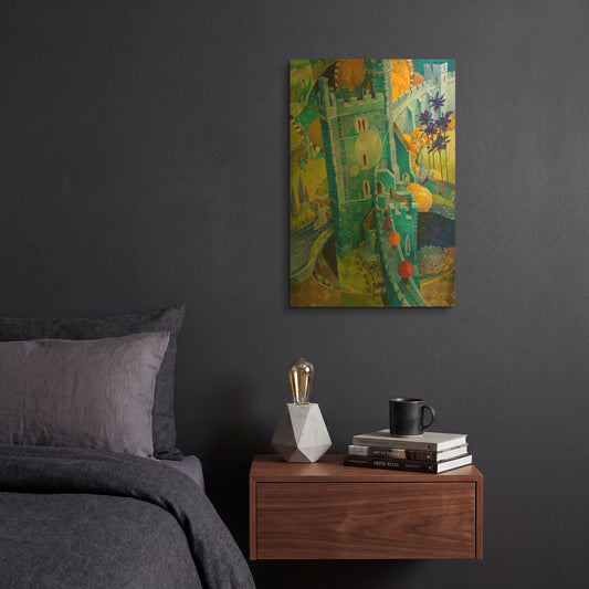 'The Blue Castle' By David Galchutt Gold Metal Wall Art