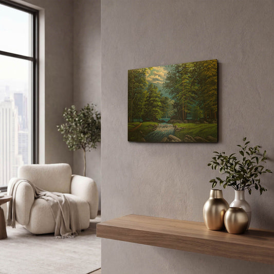 'Mountain Lake' By Gary Adams Gold Metal Wall Art