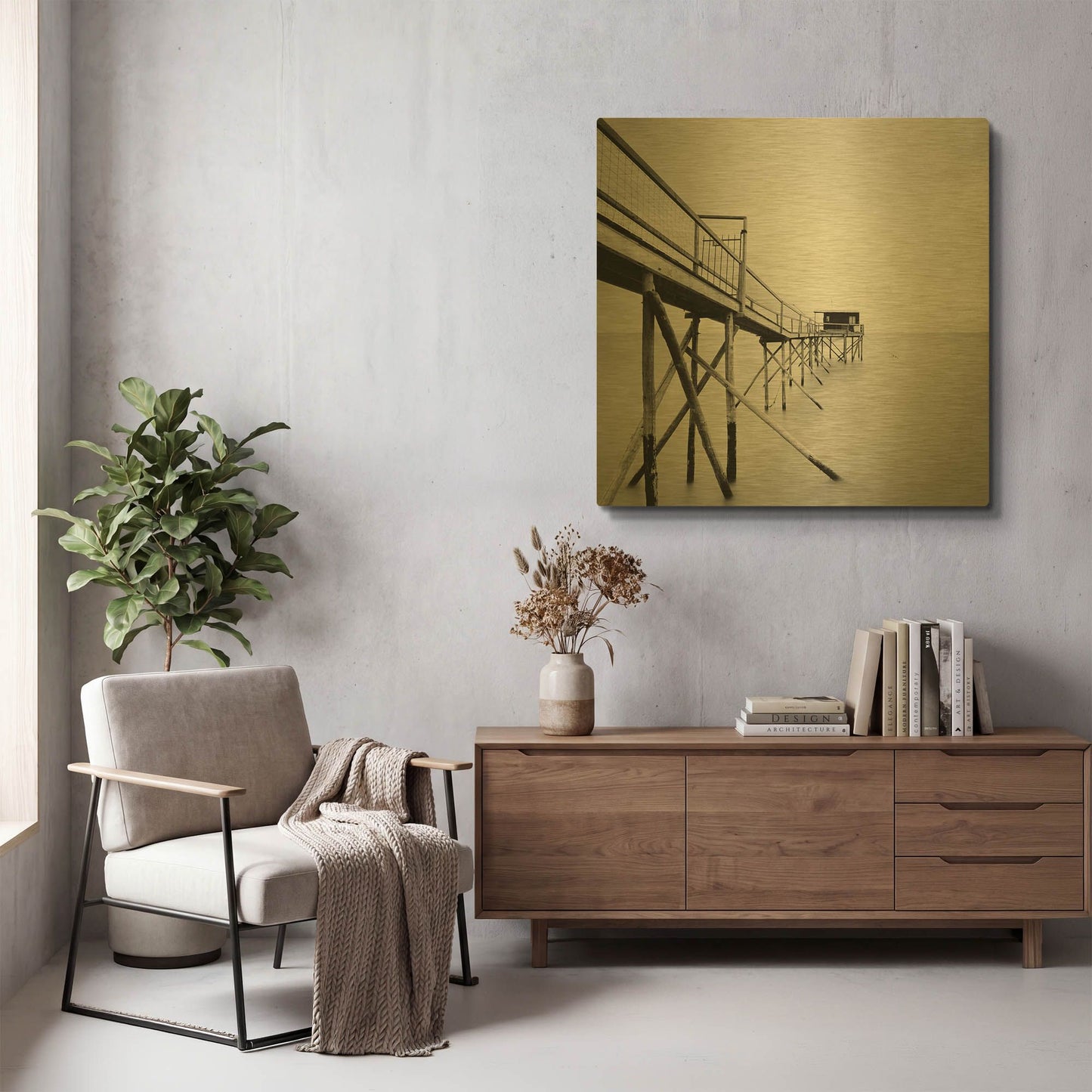 'Cabane' By Nina Papiorek Gold Metal Wall Art
