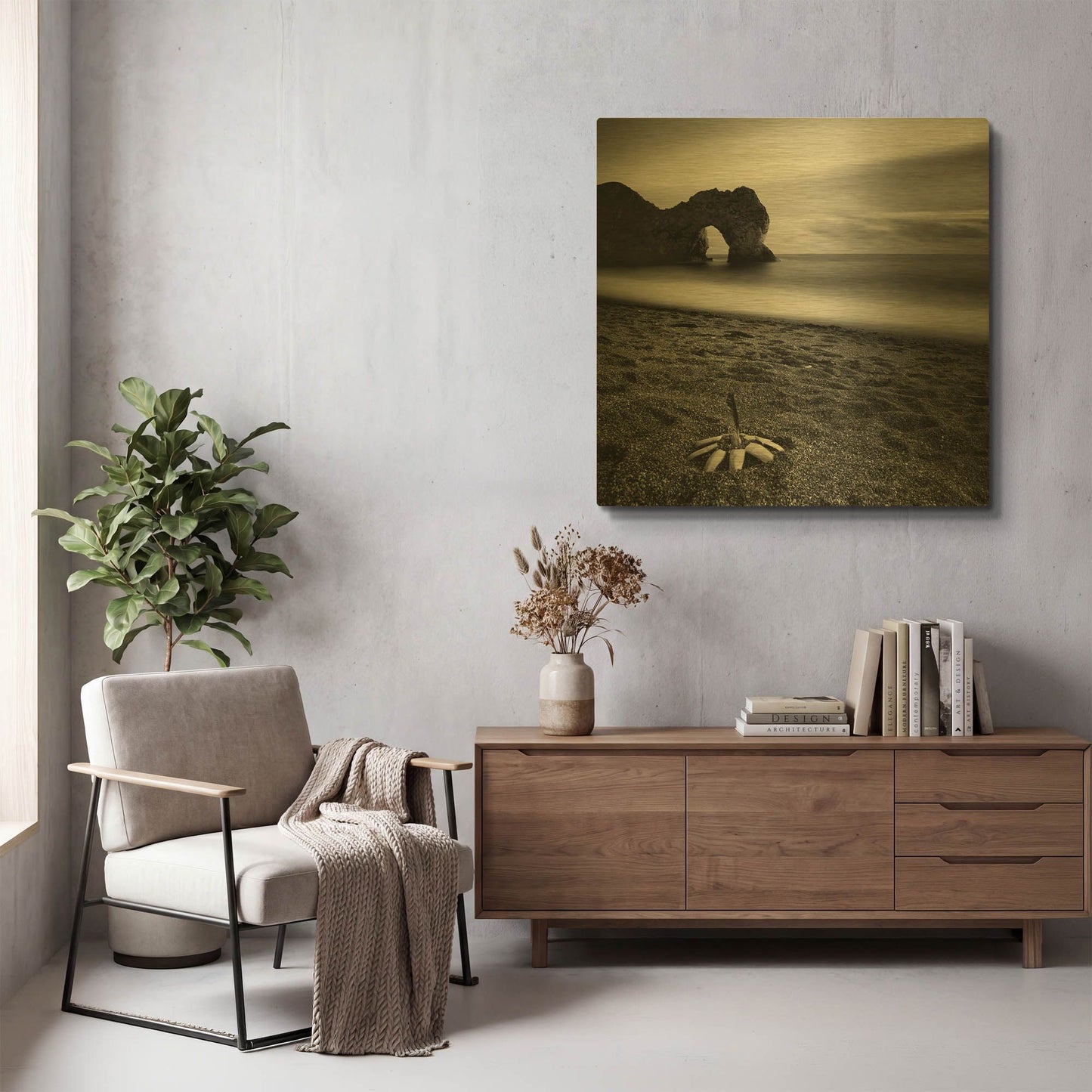 'Durdle Feather' By Nina Papiorek Gold Metal Wall Art