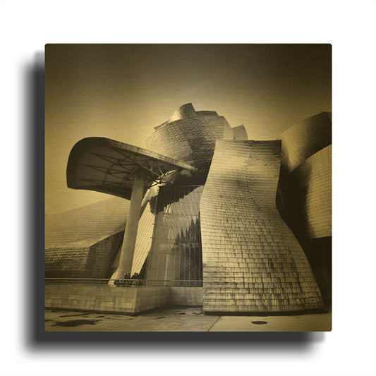 'Guggenheim Bilbao' By Nina Papiorek Gold Metal Wall Art