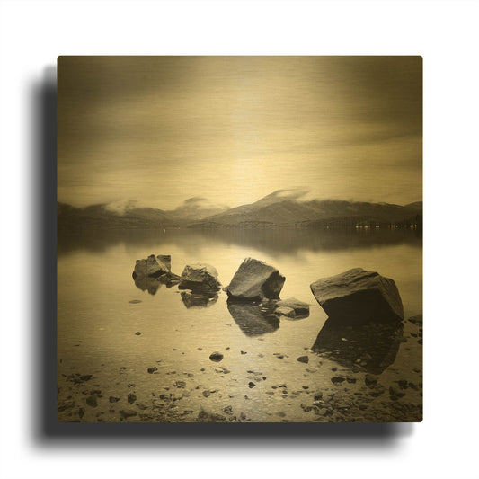 'Lomond Rocks' By Nina Papiorek Gold Metal Wall Art