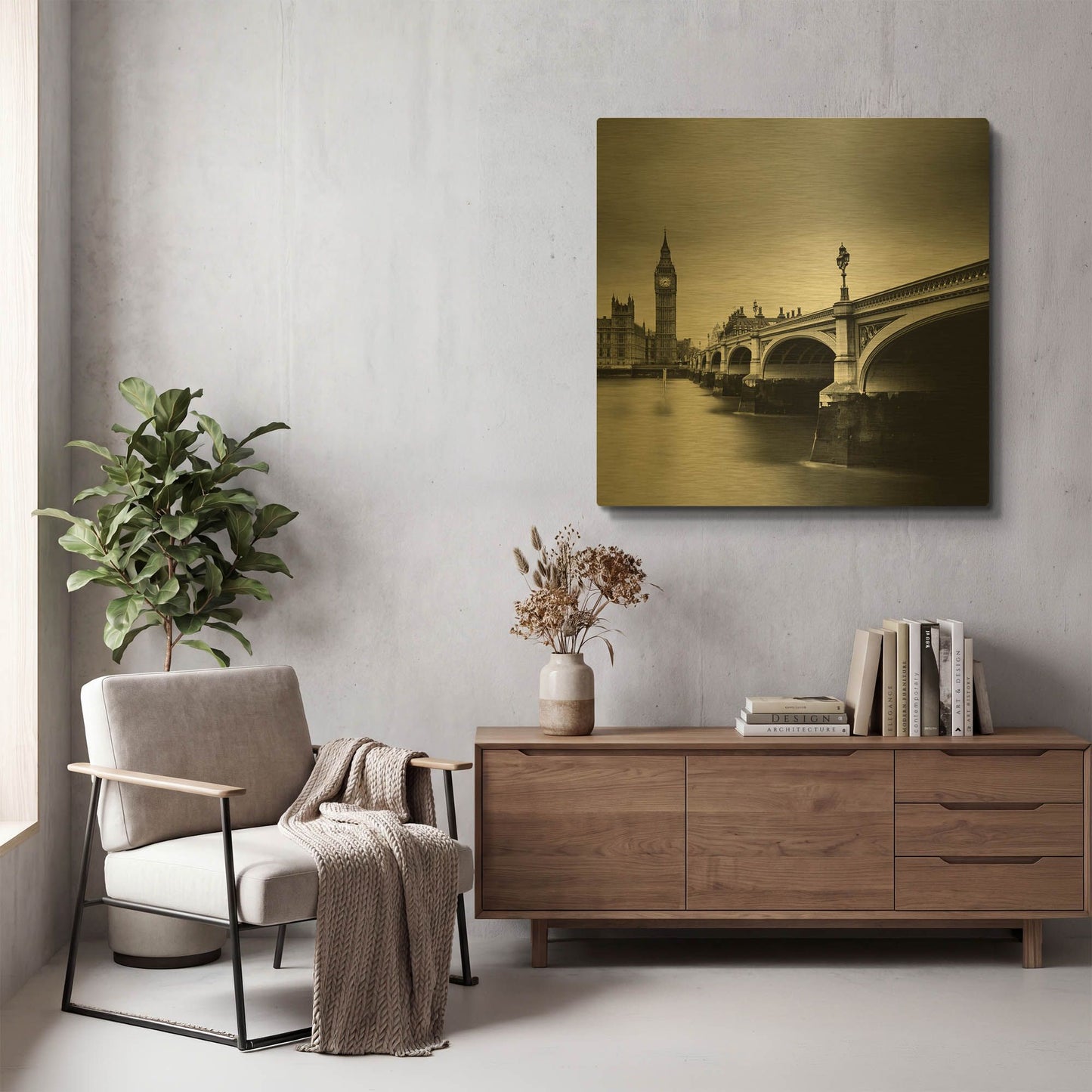 'London Westminster' By Nina Papiorek Gold Metal Wall Art