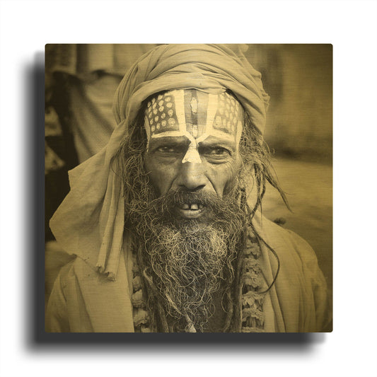 'Nepal Saddhu I' By Nina Papiorek Gold Metal Wall Art