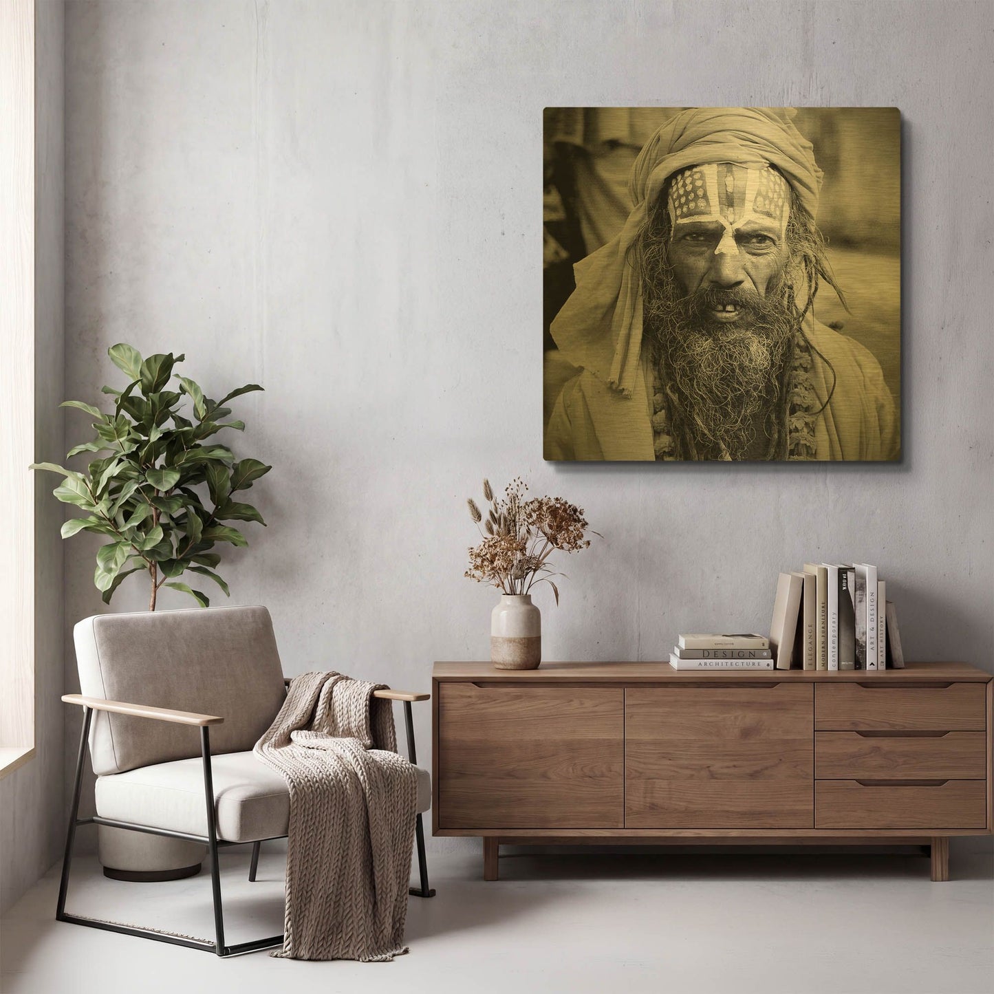 'Nepal Saddhu I' By Nina Papiorek Gold Metal Wall Art