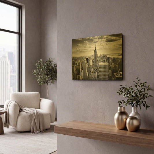 'NYC Downtown' By Nina Papiorek Gold Metal Wall Art