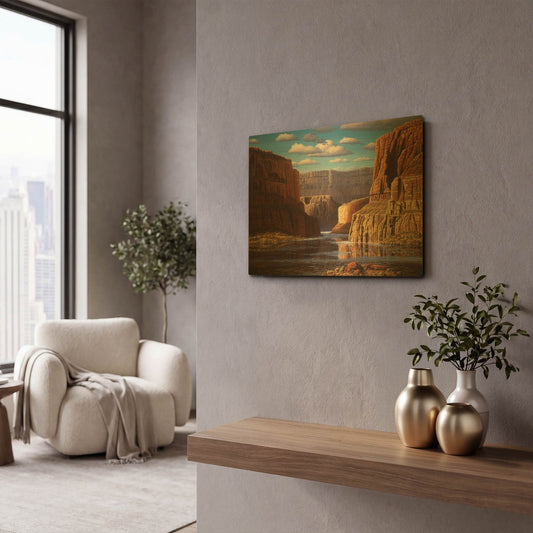 'Pristine Sanctuary' By R. Hed Gold Metal Wall Art