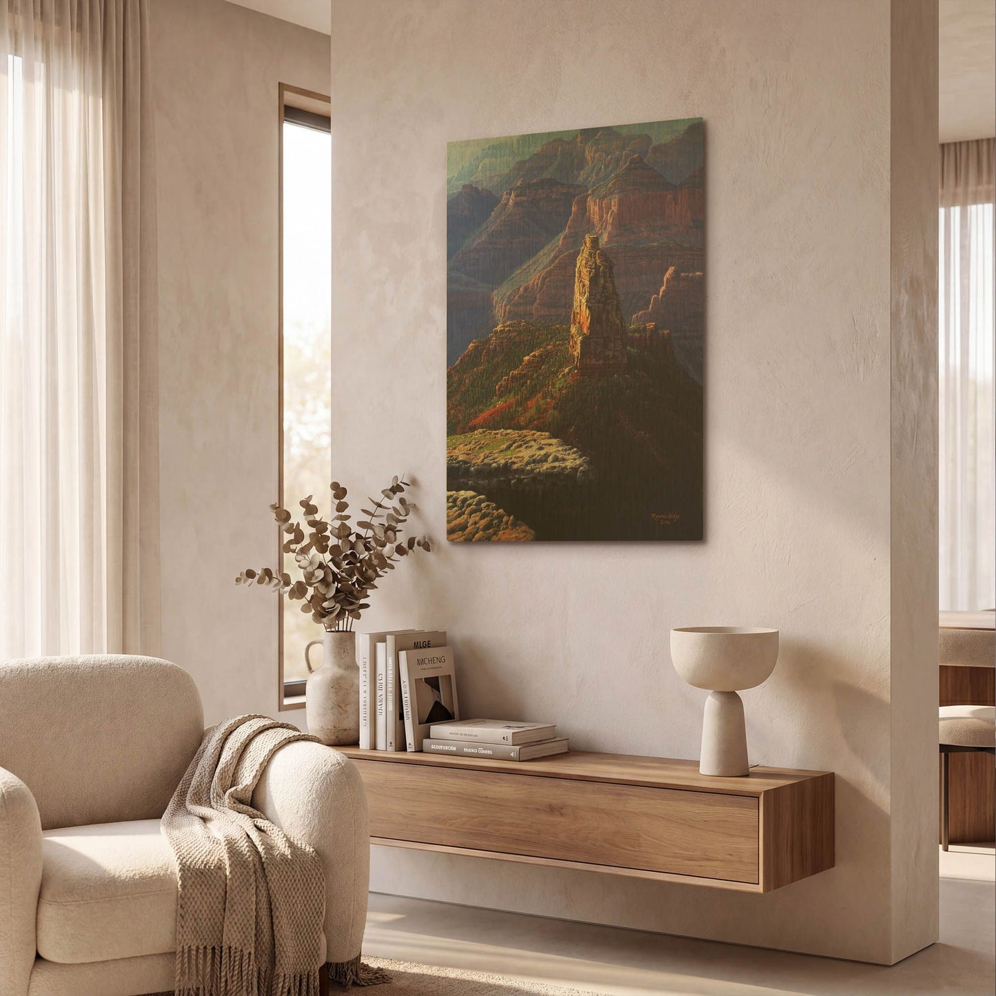 'The Guardian Mountain' By R. Hed Gold Metal Wall Art