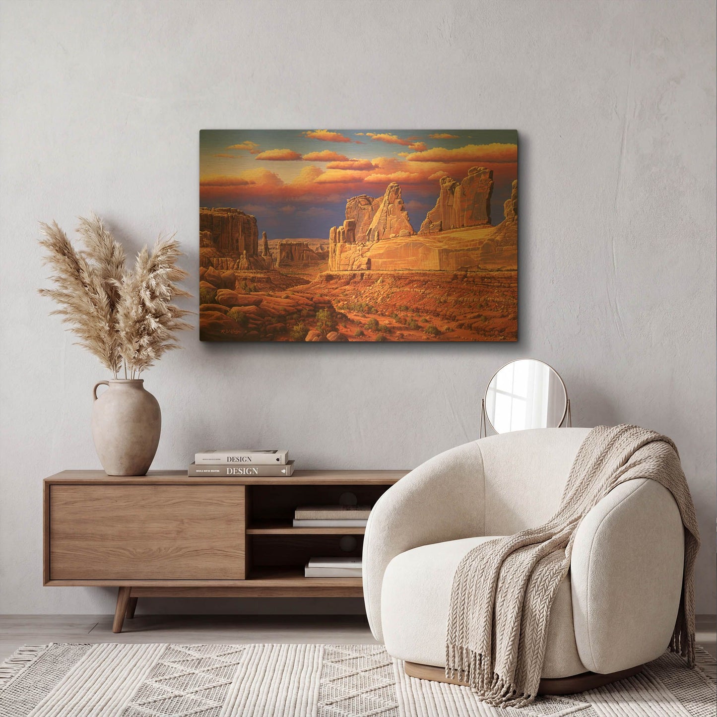 'Blue Horizon' By R. Hed Gold Metal Wall Art