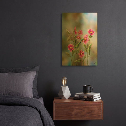 'Hummingbird with Dhalia' By Sarah Davis Gold Metal Wall Art