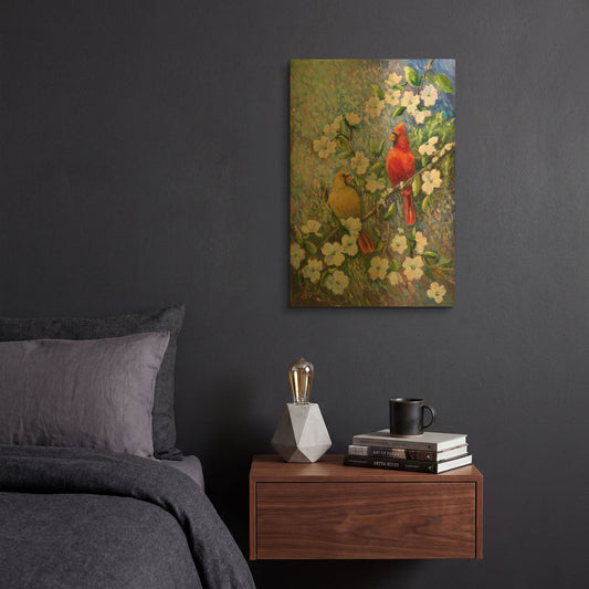 'Cardinal Impressions' By Sarah Davis Gold Metal Wall Art