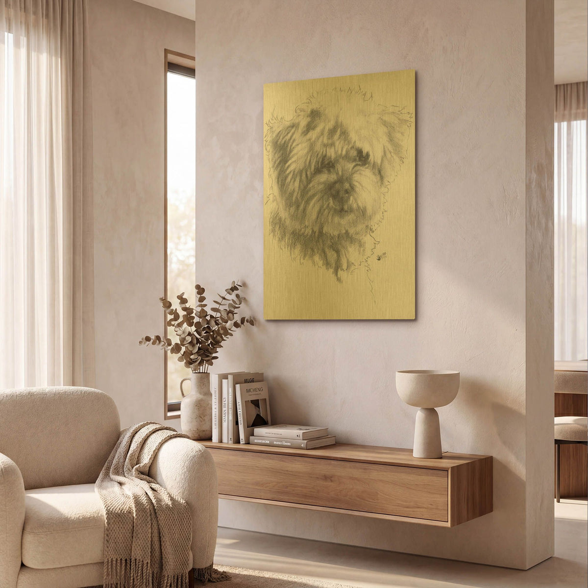 'Maltipoo' By Barbara Keith Gold Metal Wall Art