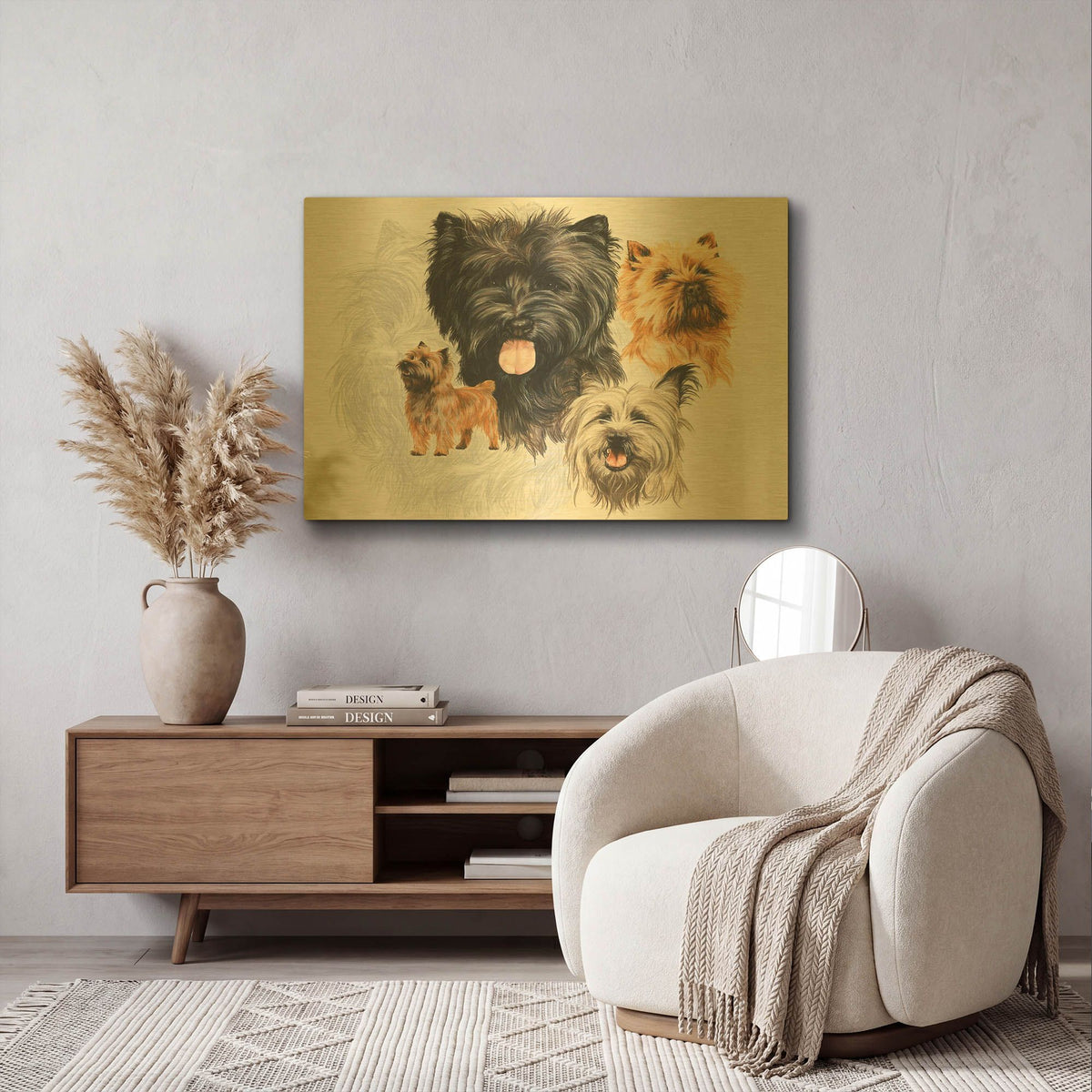 'Cairn Terrier' By Barbara Keith Gold Metal Wall Art