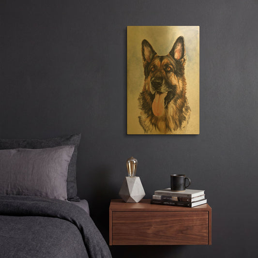 'German Shepherd 2' By Barbara Keith Gold Metal Wall Art
