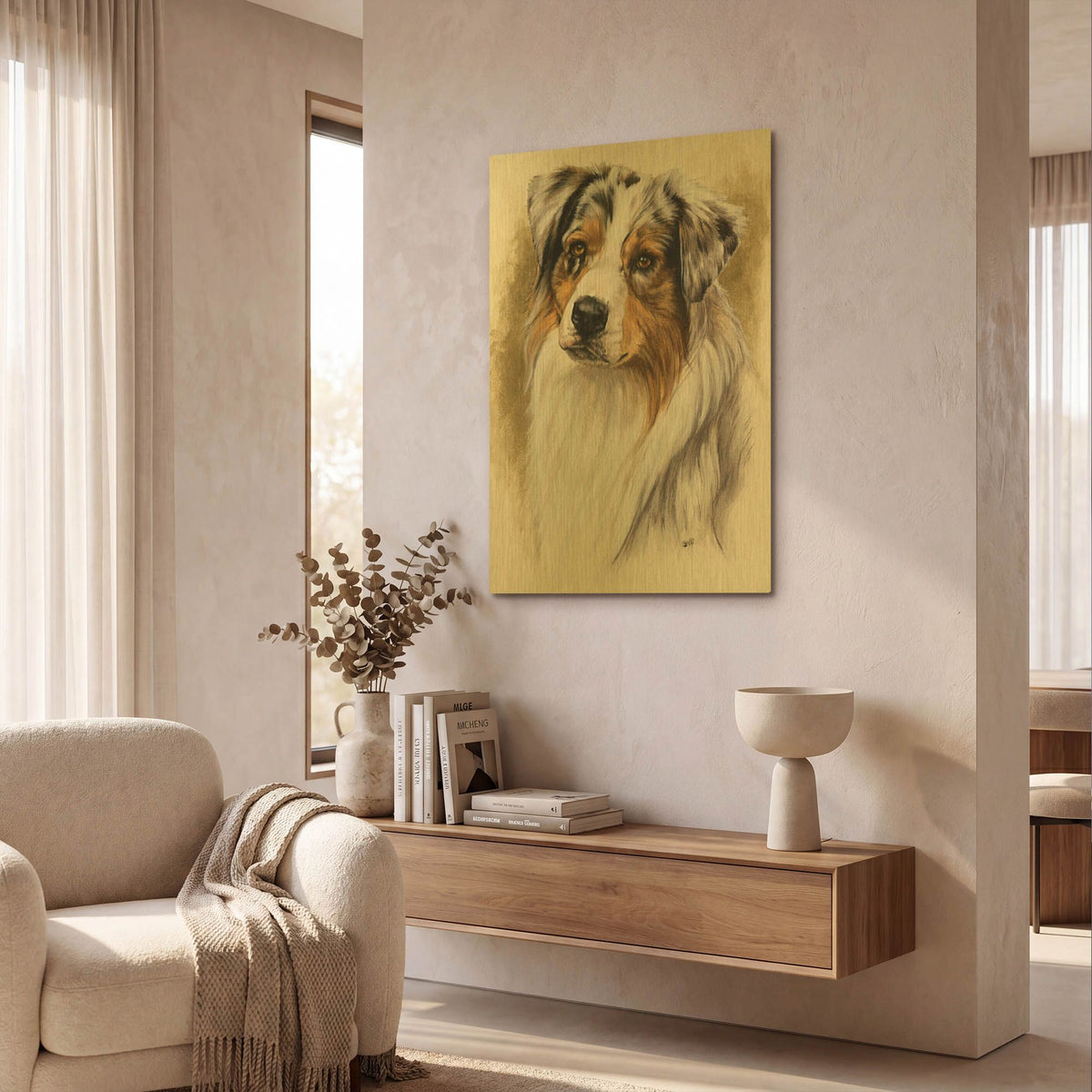 'Australian Shepherd' By Barbara Keith Gold Metal Wall Art