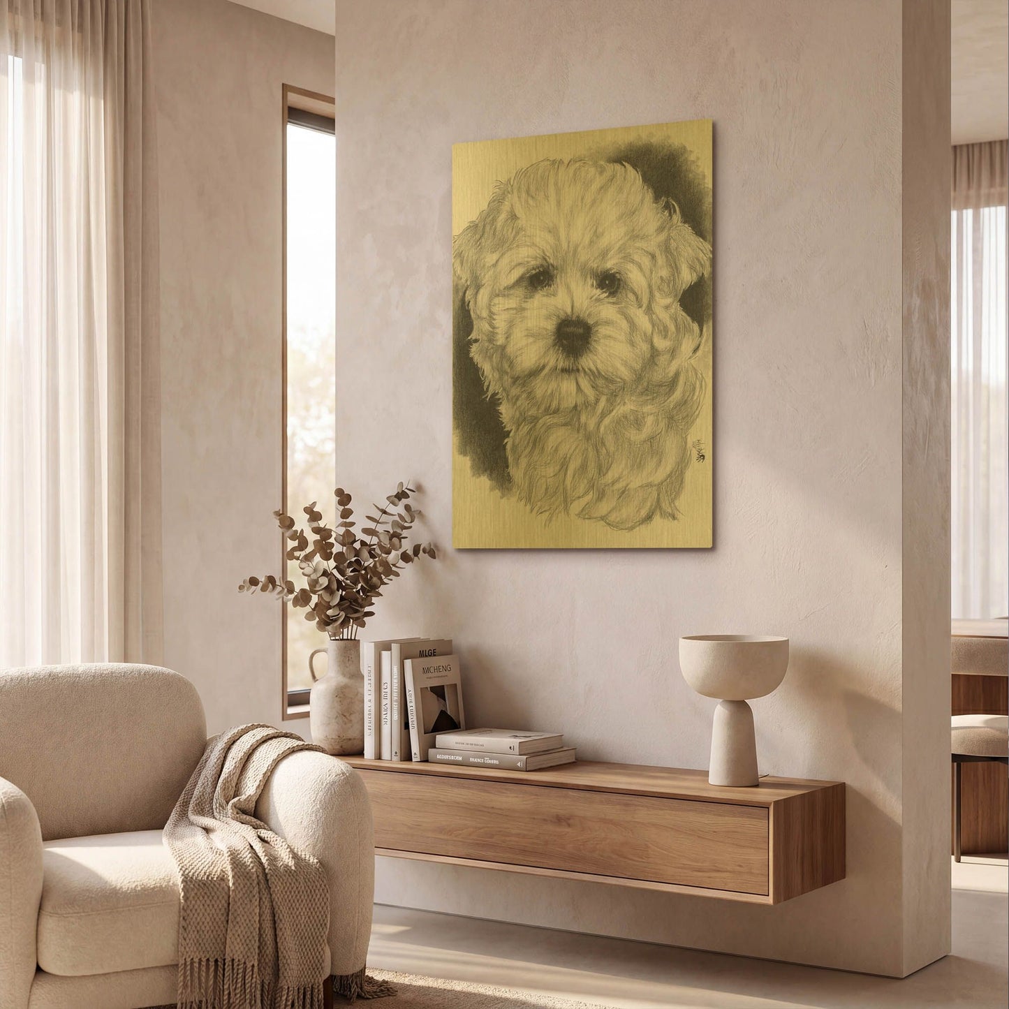'Maltichon' By Barbara Keith Gold Metal Wall Art
