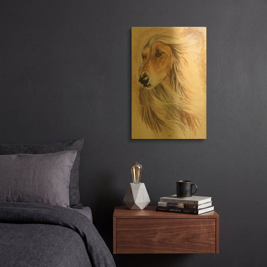 'Afgan Hound' By Barbara Keith Gold Metal Wall Art