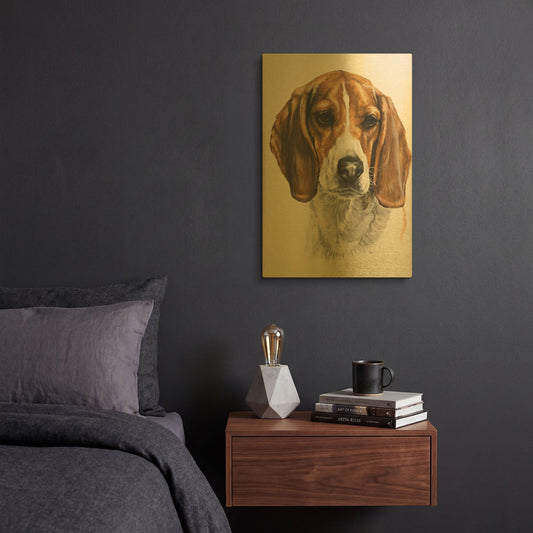 'Beagle' By Barbara Keith Gold Metal Wall Art