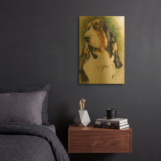 'Basset Hound' By Barbara Keith Gold Metal Wall Art