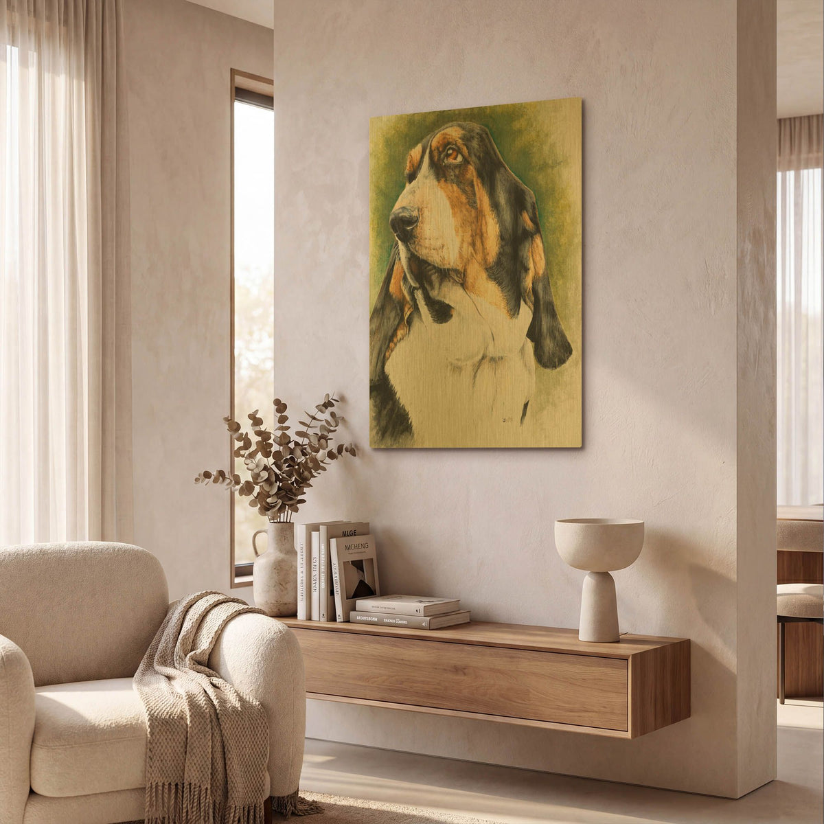 'Basset Hound' By Barbara Keith Gold Metal Wall Art