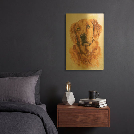 'Golden Retriever 2' By Barbara Keith Gold Metal Wall Art