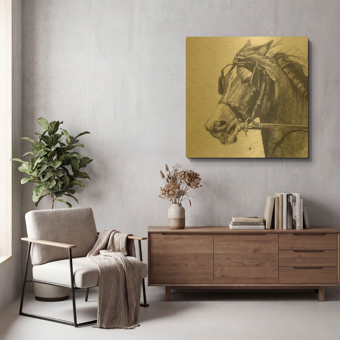 'Exhertion' By Barbara Keith Gold Metal Wall Art