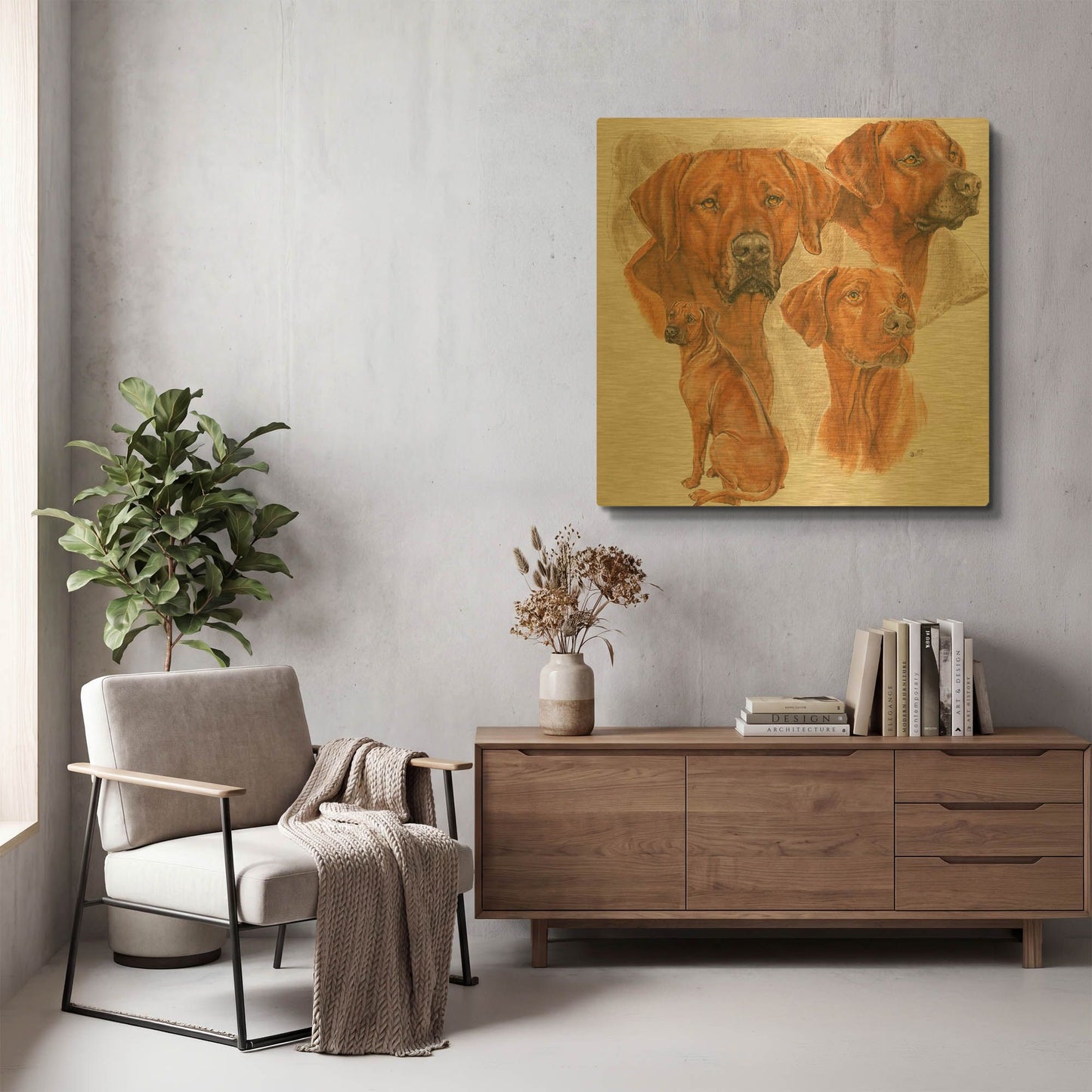 'Rhodisian Ridgeback' By Barbara Keith Gold Metal Wall Art