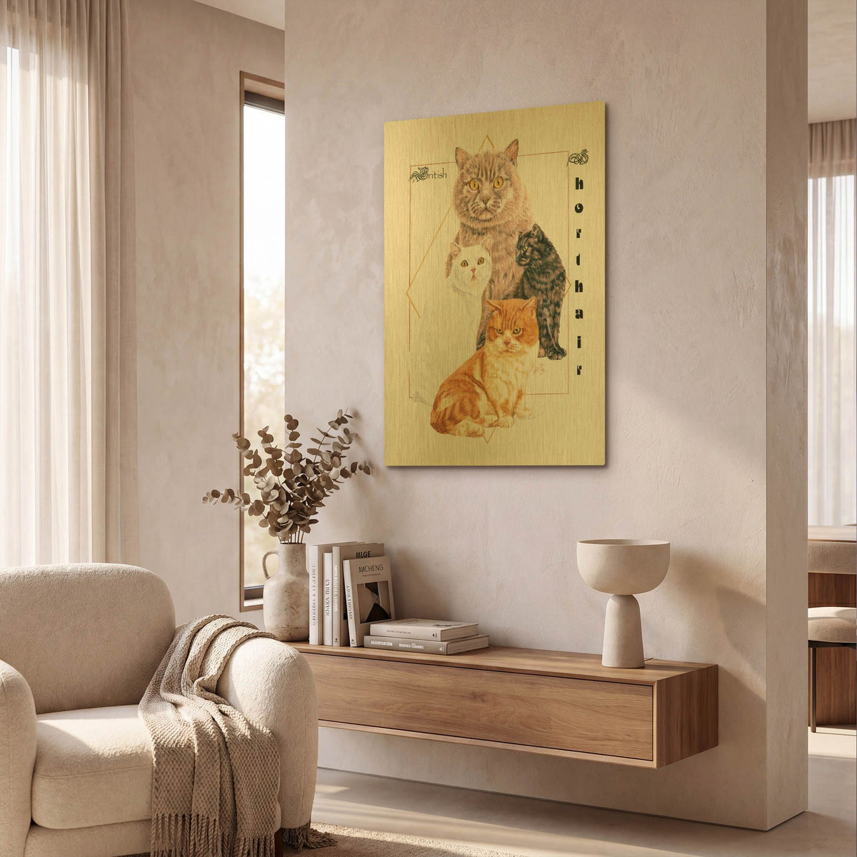 'British Shorthair' By Barbara Keith Gold Metal Wall Art