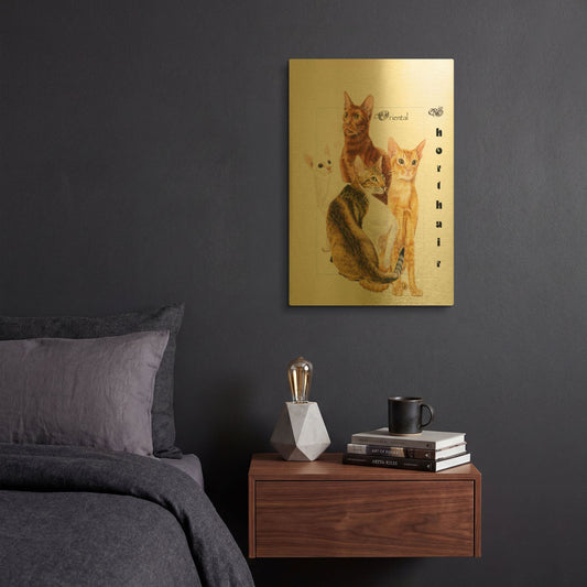 'Oriental Shorthair' By Barbara Keith Gold Metal Wall Art