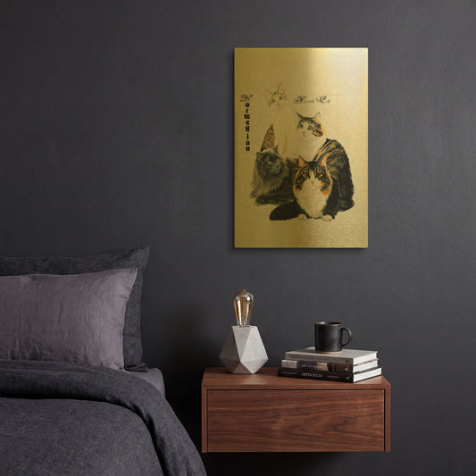 'Norwegin Forest Cat' By Barbara Keith Gold Metal Wall Art