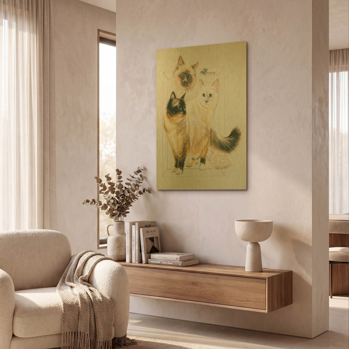 'Birman' By Barbara Keith Gold Metal Wall Art