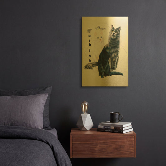 'Turkish Angora' By Barbara Keith Gold Metal Wall Art