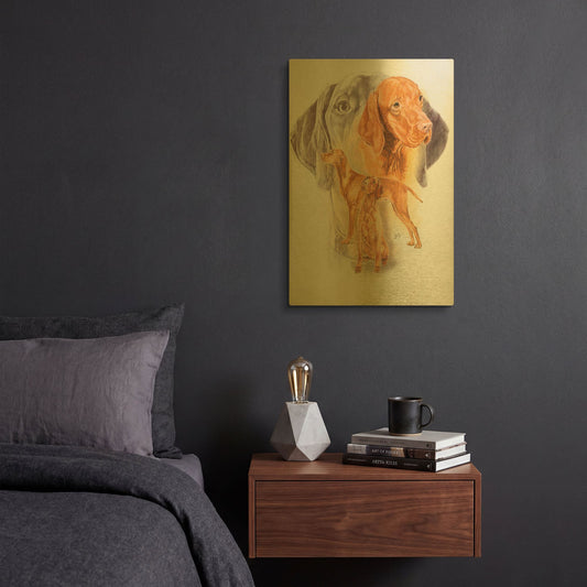 'Hungarian Vizsla' By Barbara Keith Gold Metal Wall Art