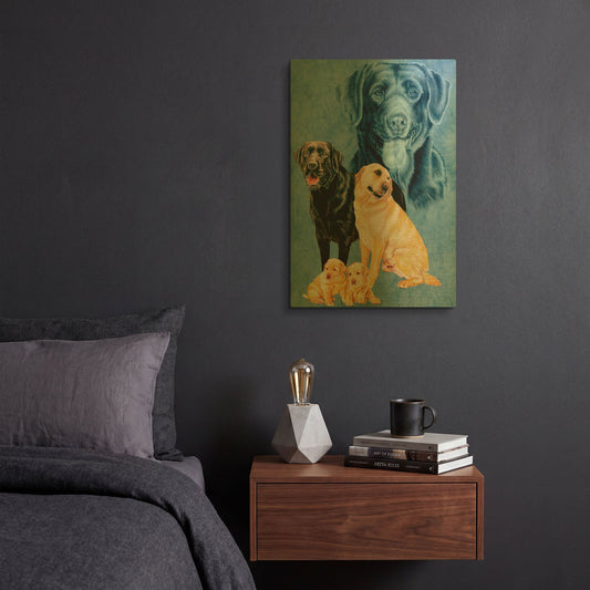 'Labrador Retrievers' By Barbara Keith Gold Metal Wall Art