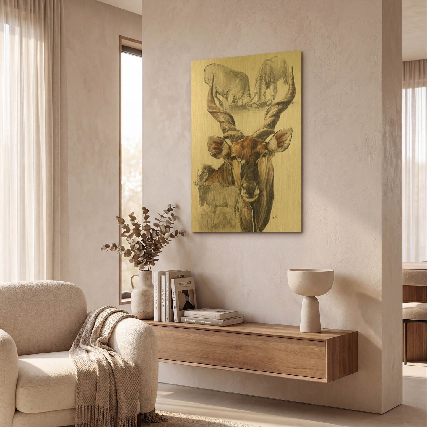 'Giant Eland' By Barbara Keith Gold Metal Wall Art