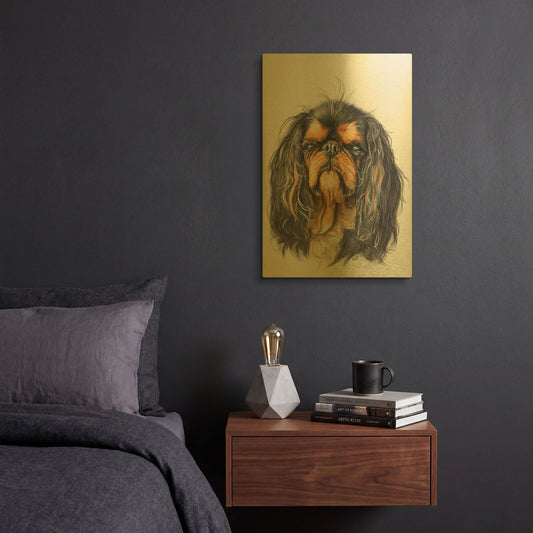 'King Charles Spaniel' By Barbara Keith Gold Metal Wall Art