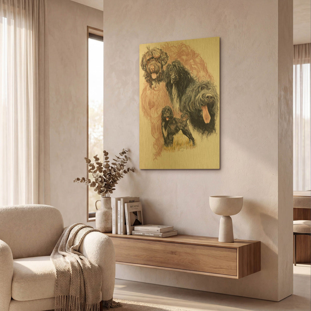 'Portuguese Water Dog' By Barbara Keith Gold Metal Wall Art