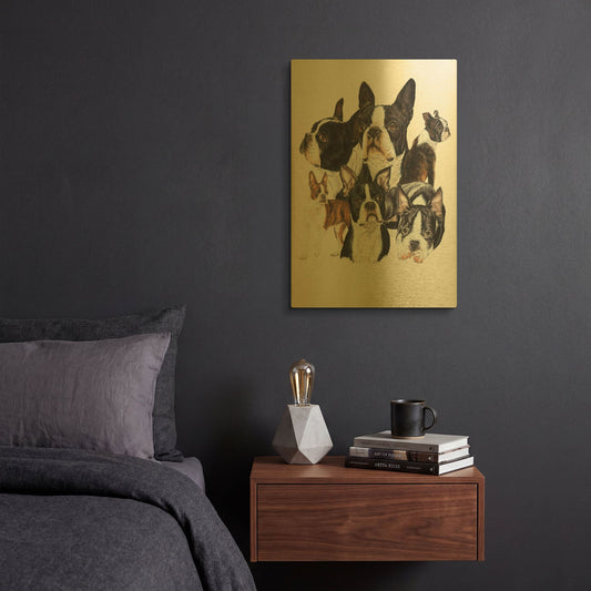 'Boston Terrier' By Barbara Keith Gold Metal Wall Art