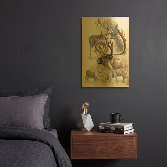'Caribou' By Barbara Keith Gold Metal Wall Art