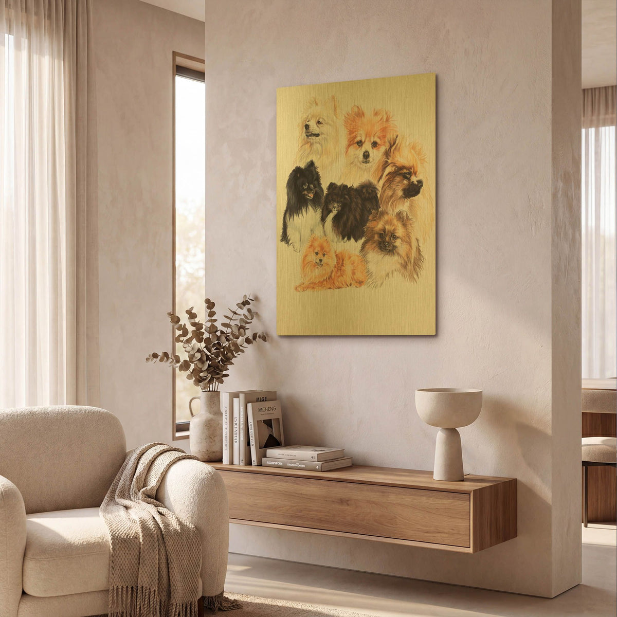 'Pomeraneian' By Barbara Keith Gold Metal Wall Art