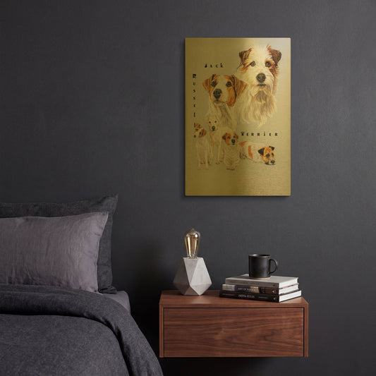 'Jack Russell Terrier' By Barbara Keith Gold Metal Wall Art