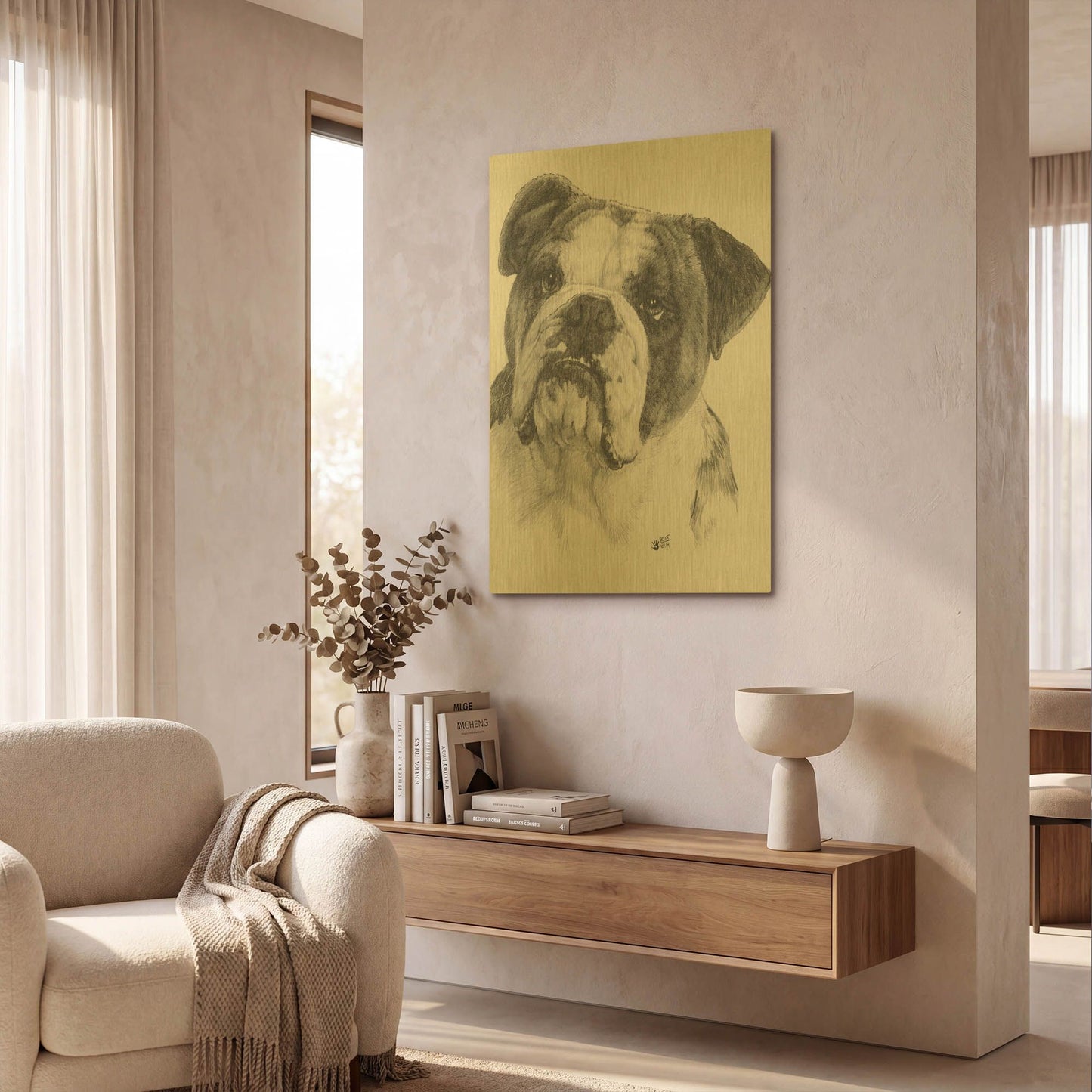 'American Bulldog' By Barbara Keith Gold Metal Wall Art