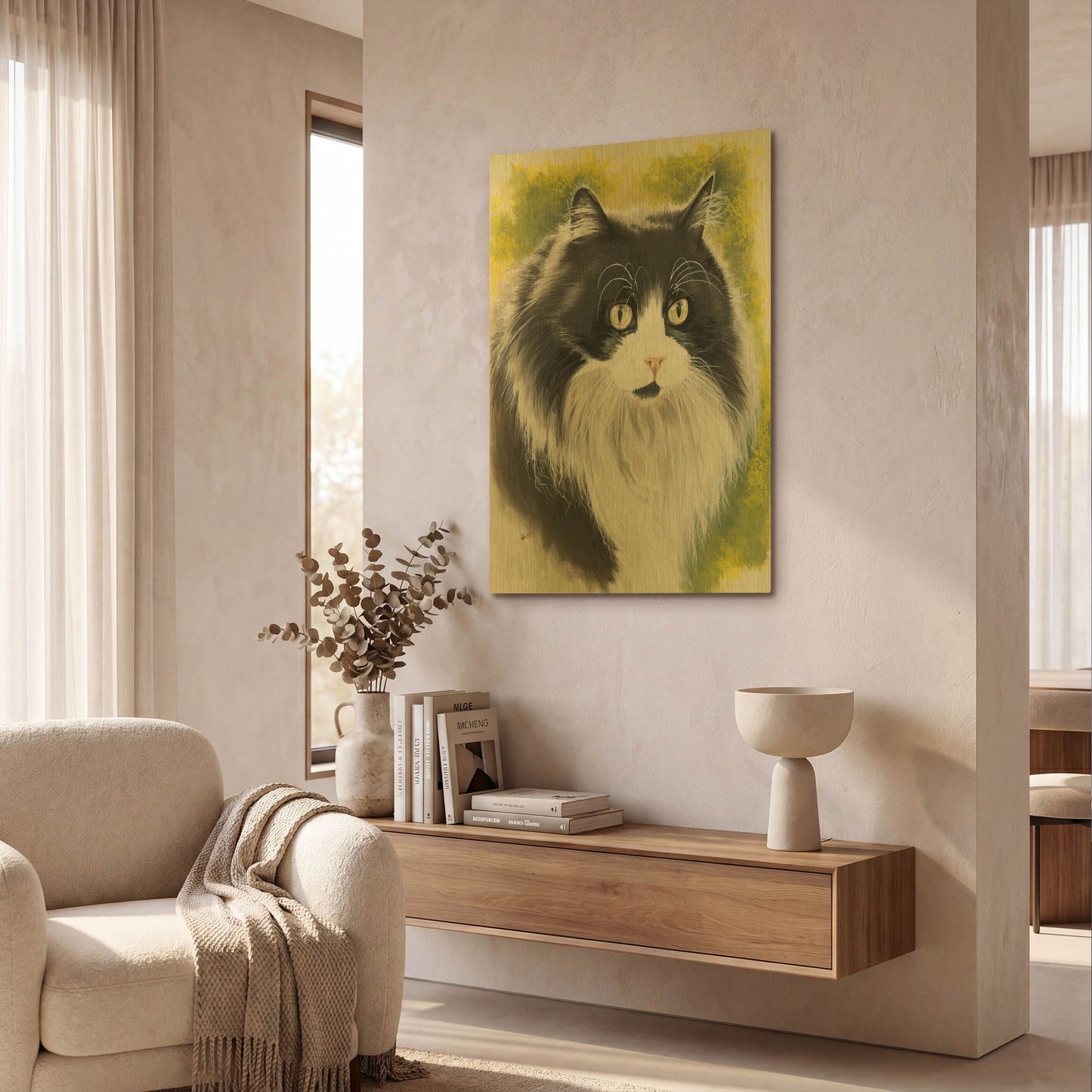 'Maine Coon 2' By Barbara Keith Gold Metal Wall Art